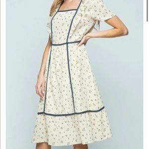 Polagram Cream Floral Boho Dress Size Large